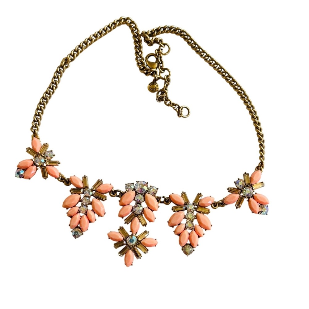 J.Crew Collar Designer Burst Necklace‎ Statement Pink Crystal Collar Couture 21"